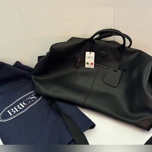 NWT Bric’s Milano Vareze Black Holdall Vera Pelle Weekender Bag Made in Italy